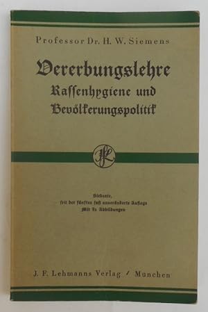 Bild des Verkufers fr Grundzge der Vererbungslehre. Rassenhygiene und Bevlkerungspolitik. Mit 82 Abb. zum Verkauf von Der Buchfreund