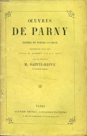 Bild des Verkufers fr OEUVRES DE PARNY, ELEGIES ET POESIES DIVERSES zum Verkauf von Le-Livre