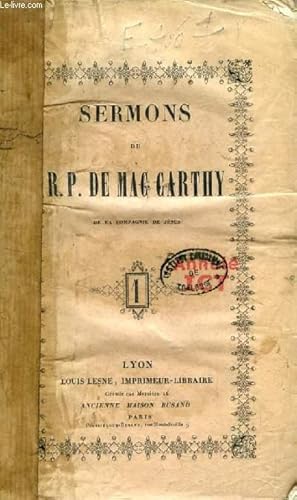 Seller image for SERMONS DU REVEREND PERE DE MAC CARTHY, TOME I for sale by Le-Livre