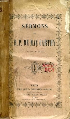 Seller image for SERMONS DU REVEREND PERE DE MAC CARTHY, TOME IV for sale by Le-Livre
