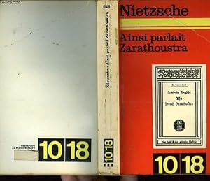 Bild des Verkufers fr AINSI PARLAIT ZARATHOUSTRA. zum Verkauf von Le-Livre