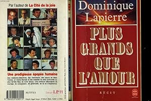 Image du vendeur pour PLUS GRAND QUE L'AMOUR mis en vente par Le-Livre