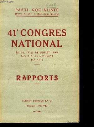 Seller image for 41me congrs national. Rapport. Bulletin intrieur N42 for sale by Le-Livre