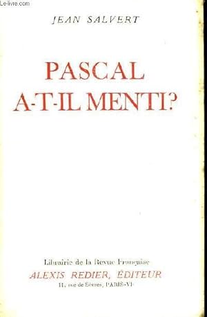 Immagine del venditore per Pascal a-t-il menti ? venduto da Le-Livre