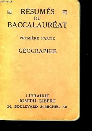 Seller image for Rsums du Baccalaurat. Gographie. 1re partie. for sale by Le-Livre