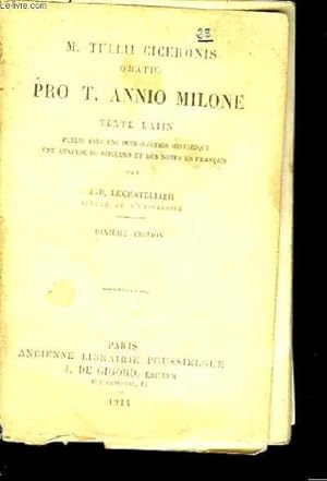 Seller image for M. Tullii Ciceronis oratio pro T. Annio Milone. for sale by Le-Livre