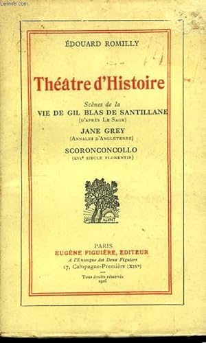 Bild des Verkufers fr Thtre d'Histoire. zum Verkauf von Le-Livre