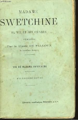 Bild des Verkufers fr Madame Swetchine. TOME I : Vie de Madame Swetchine. zum Verkauf von Le-Livre