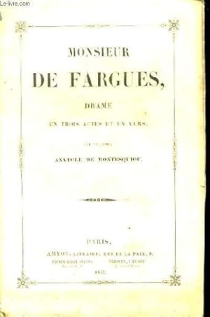 Seller image for Monsieur de Fargues. for sale by Le-Livre