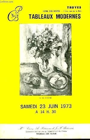 Imagen del vendedor de Catalogue de Ventes aux Enchres de Tableaux Modernes. a la venta por Le-Livre