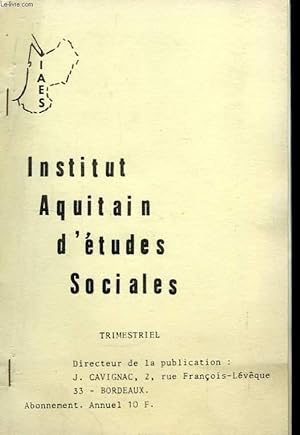 Bild des Verkufers fr Institut Aquitain d'Etudes Sociales n? zum Verkauf von Le-Livre