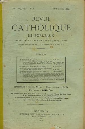 Bild des Verkufers fr Revue Catholique de Bordeaux, n3 18me anne. zum Verkauf von Le-Livre