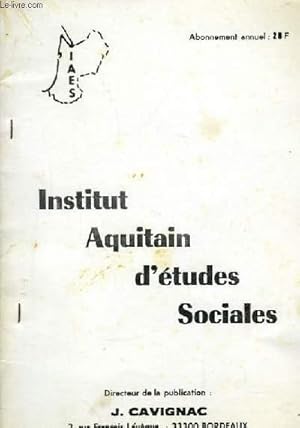 Seller image for Institut Aquitain d'Etudes Sociales n34 for sale by Le-Livre