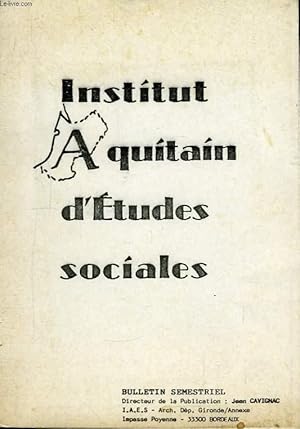 Bild des Verkufers fr Institut Aquitain d'Etudes Sociales N 52 - 53 zum Verkauf von Le-Livre