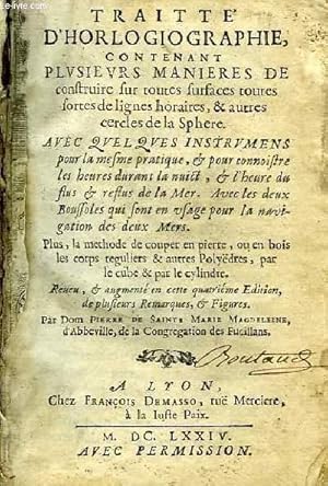 Seller image for Traitt d'Horlogiographie (Trait d'Horlogerie). for sale by Le-Livre
