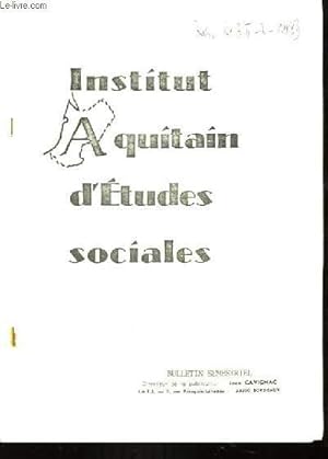 Bild des Verkufers fr Institut Aquitain d'Etudes Sociales. Bulletin n39 zum Verkauf von Le-Livre