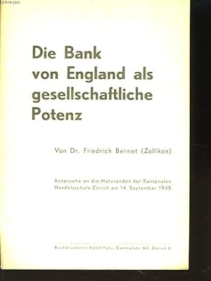 Imagen del vendedor de Die Bank von England als gesellschaftliche Potenz a la venta por Le-Livre
