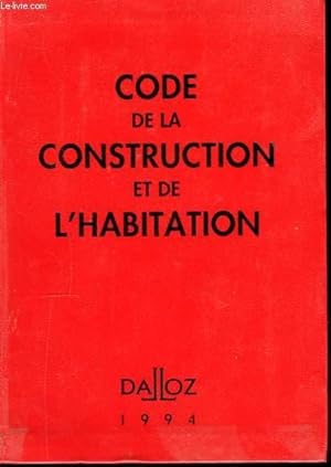 Immagine del venditore per Code de la Construction et de l'Habitation 1994 venduto da Le-Livre