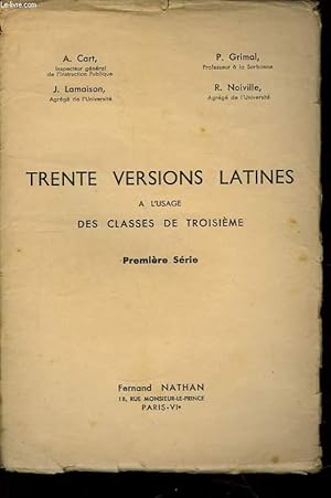 Image du vendeur pour Trente versions latines. Classes de 3me, 1re srie. mis en vente par Le-Livre