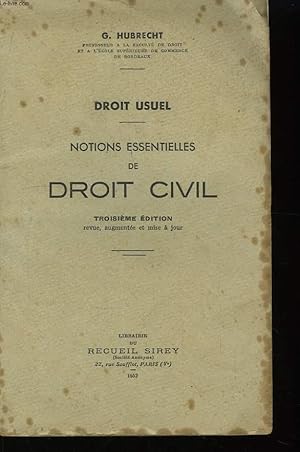 Seller image for Notions essentielles de Droit Civil. for sale by Le-Livre