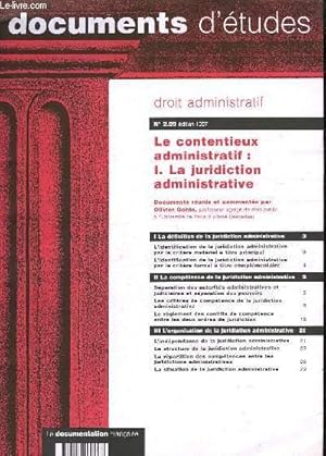 Image du vendeur pour Documents d'Etudes N2.09 : Le contentieux administratif : NI. la juridiction administrative. mis en vente par Le-Livre