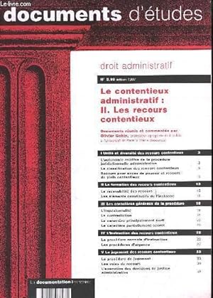 Imagen del vendedor de Documents d'Etudes N2.10 : Le contentieux administratif : NII, les recours contentieux. a la venta por Le-Livre