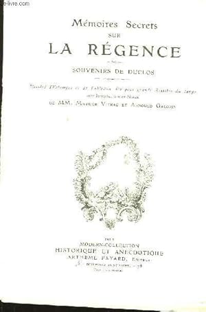 Seller image for Mmoires Secrets sur La Rgence. for sale by Le-Livre