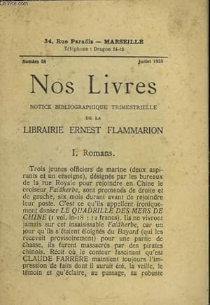 Bild des Verkufers fr Nos Livres. Catalogue 58 zum Verkauf von Le-Livre