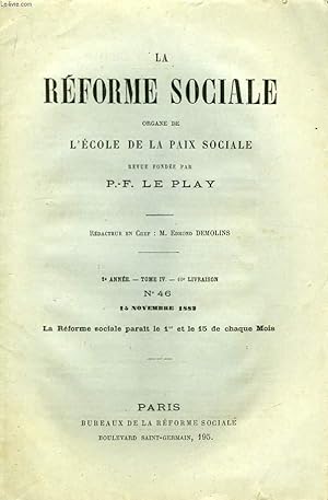 Seller image for La Rforme Sociale. N46 - 2me anne. TOME IV - 10me livraison. for sale by Le-Livre