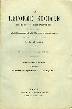 Seller image for La Rforme Sociale. 2me anne. TOME III - 7me livraison. for sale by Le-Livre