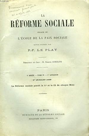 Seller image for La Rforme Sociale. N 37 - 2me anne. TOME IV - 1re livraison. for sale by Le-Livre
