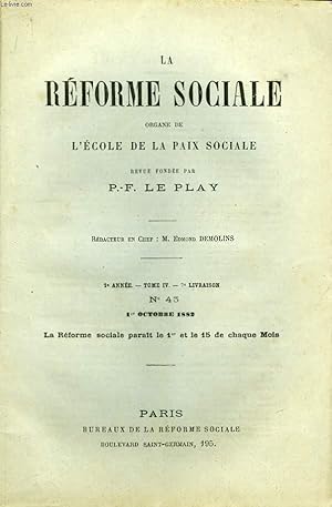 Seller image for La Rforme Sociale. N43 - 2me anne. TOME IV, 7me livraison. for sale by Le-Livre