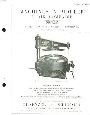 Seller image for Machines  mouler  air comprim Nicholis,  secousses et serrage cobins. for sale by Le-Livre