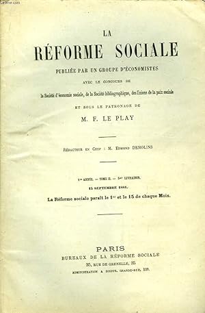 Seller image for La Rforme Sociale. 1re anne. TOME II - 5me livraison. for sale by Le-Livre