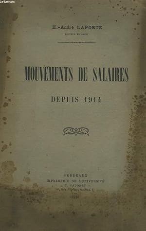 Bild des Verkufers fr Mouvements de Salaires depuis 1914 zum Verkauf von Le-Livre