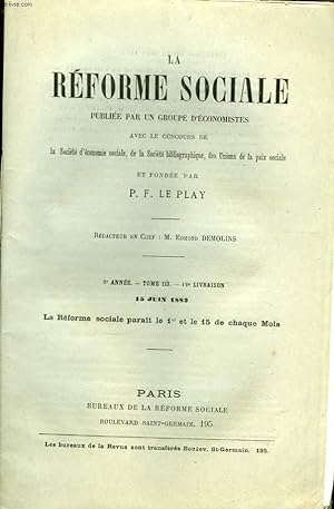 Seller image for La Rforme Sociale. 2me anne. TOME III - 12eme livraison. for sale by Le-Livre