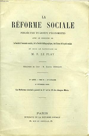 Seller image for La Rforme Sociale. 2me anne. TOME III - 3me livraison. for sale by Le-Livre