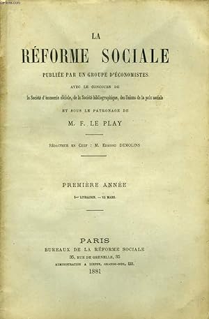 Seller image for La Rforme Sociale. 1re anne. TOME I - 5me livraison. for sale by Le-Livre