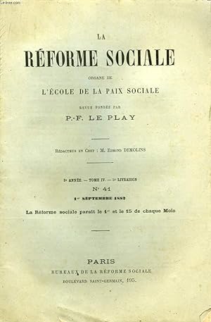 Seller image for La Rforme Sociale. N41- 2me anne. TOME IV - 5me livraison. for sale by Le-Livre