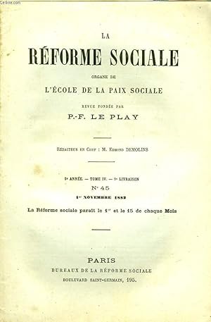 Seller image for La Rforme Sociale. N45 - 2me anne. TOME IV - 9me livraison. for sale by Le-Livre