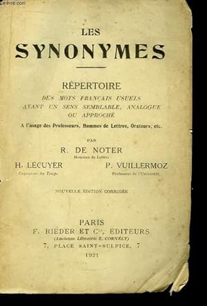 Seller image for Les Synonymes for sale by Le-Livre