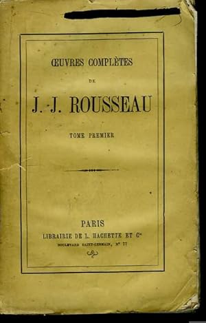 Bild des Verkufers fr Oeuvres Compltes de J.J. Rousseau. TOME Ier zum Verkauf von Le-Livre