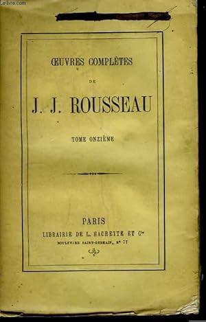 Bild des Verkufers fr Oeuvres Compltes de J.J. Rousseau. TOME XI zum Verkauf von Le-Livre