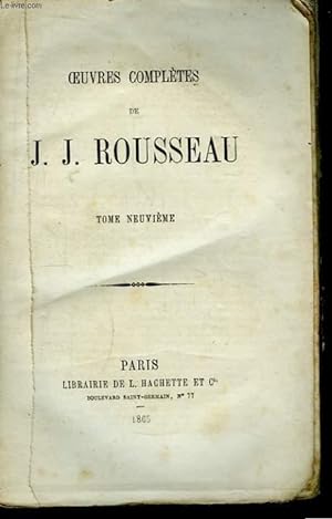 Bild des Verkufers fr Oeuvres Compltes de J.J. Rousseau. TOME IX zum Verkauf von Le-Livre