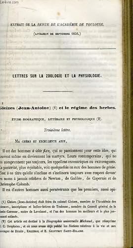 Bild des Verkufers fr Lettres sur la Zoologie et la Physiologie. zum Verkauf von Le-Livre