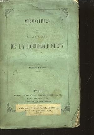 Image du vendeur pour Mmoires de Madame la Marquise De La Rochejaquelein. mis en vente par Le-Livre