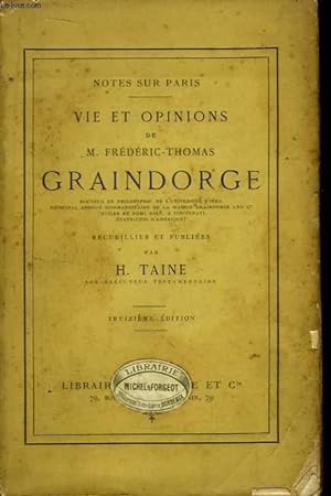 Seller image for Vie et Opinions de Frdric-Thomas Graindorge. for sale by Le-Livre