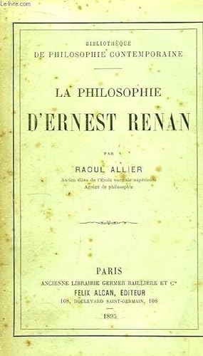 Bild des Verkufers fr La philosophie d'Ernest Renan. zum Verkauf von Le-Livre