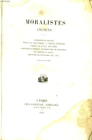 Bild des Verkufers fr Moralistes Anciens. zum Verkauf von Le-Livre