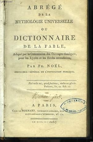 Seller image for Abrg de la Mythologie Universelle ou Dictionnaire de la Fable. for sale by Le-Livre